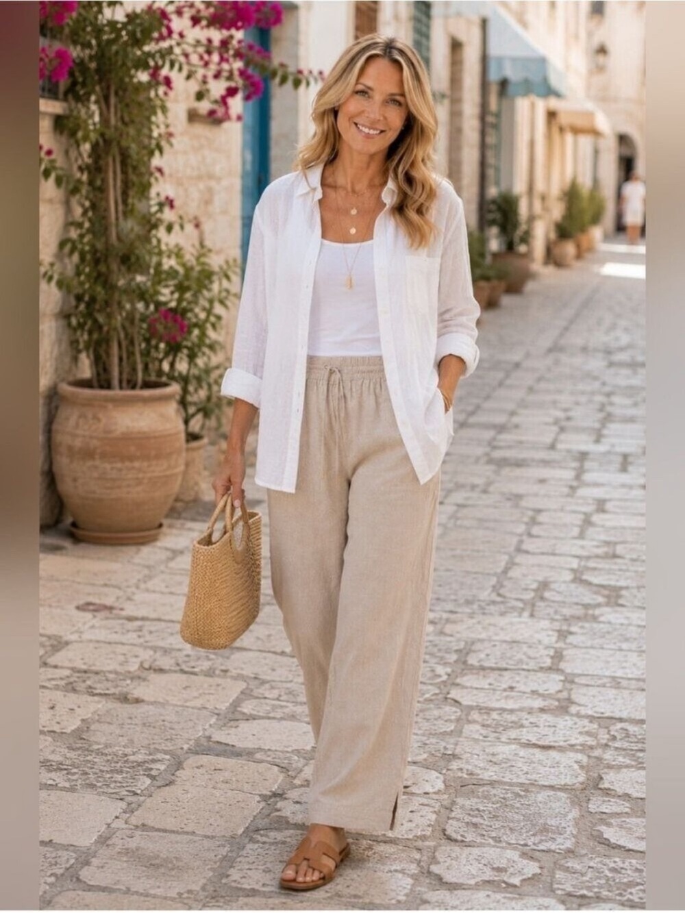 NWT Athleta Retreat Linen Wide Leg Pant Undyed Sz L